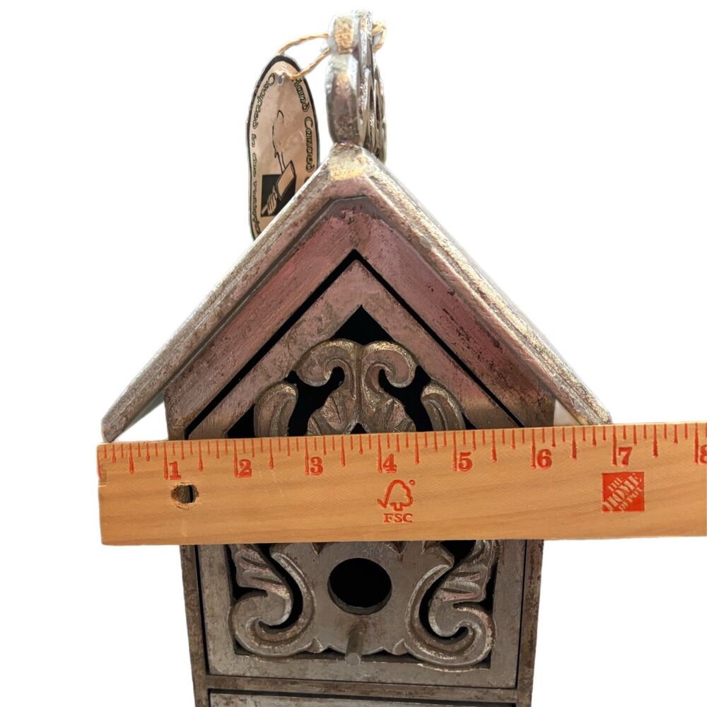 Bird House Storage Tower Drawers Carved Silver Tone Shabby Decor Cottagecore - Picture 6 of 7